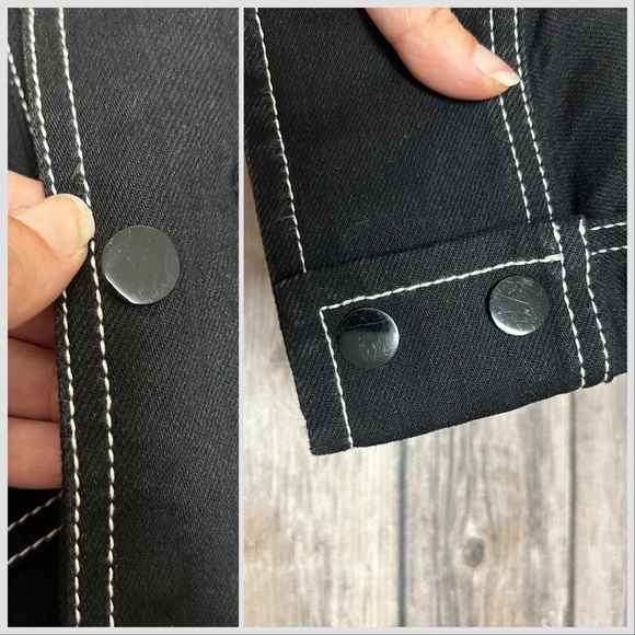 Maison Margiela Black Denim White Stitching Snap Button Spread Collar Jacket 50 - Picture 15 of 15